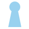 Blue icon of a keyhole
